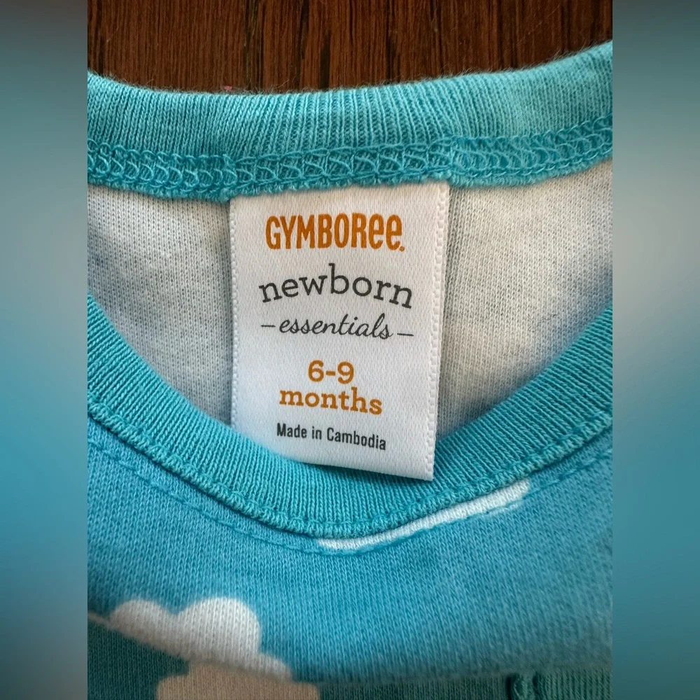 NWT GYMBOREE 6-9M Unisex Blue Cloud & Thunder Pajamas Layette Sleep Sack & Hat